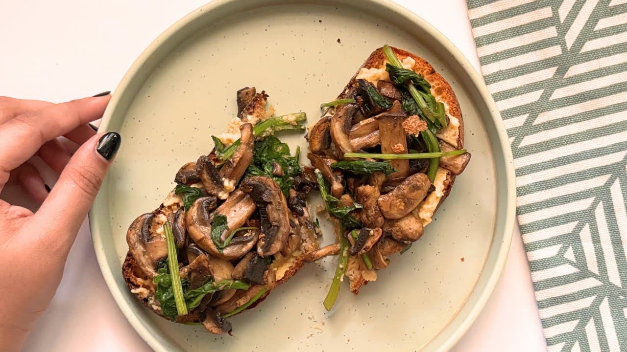 Mushroom Hummus Crostini