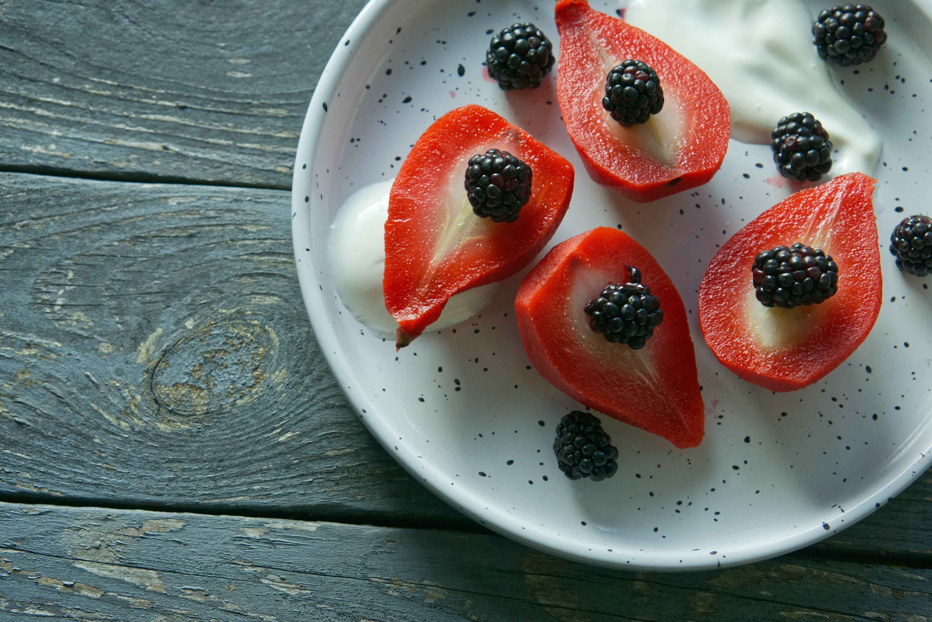 Poached Pears with Blackberries