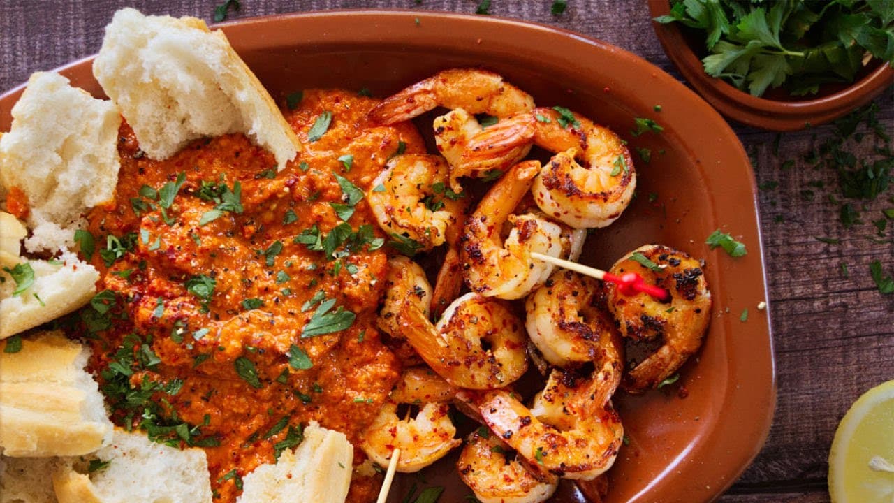 Romesco Prawns