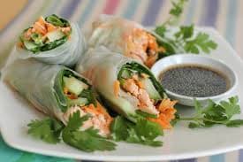 Salmon noodle wraps