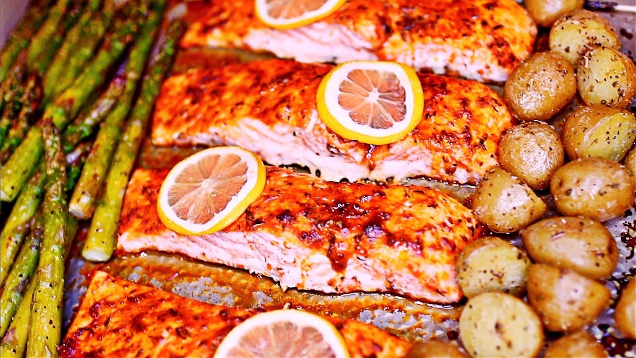 Salmon with roasted vegetables