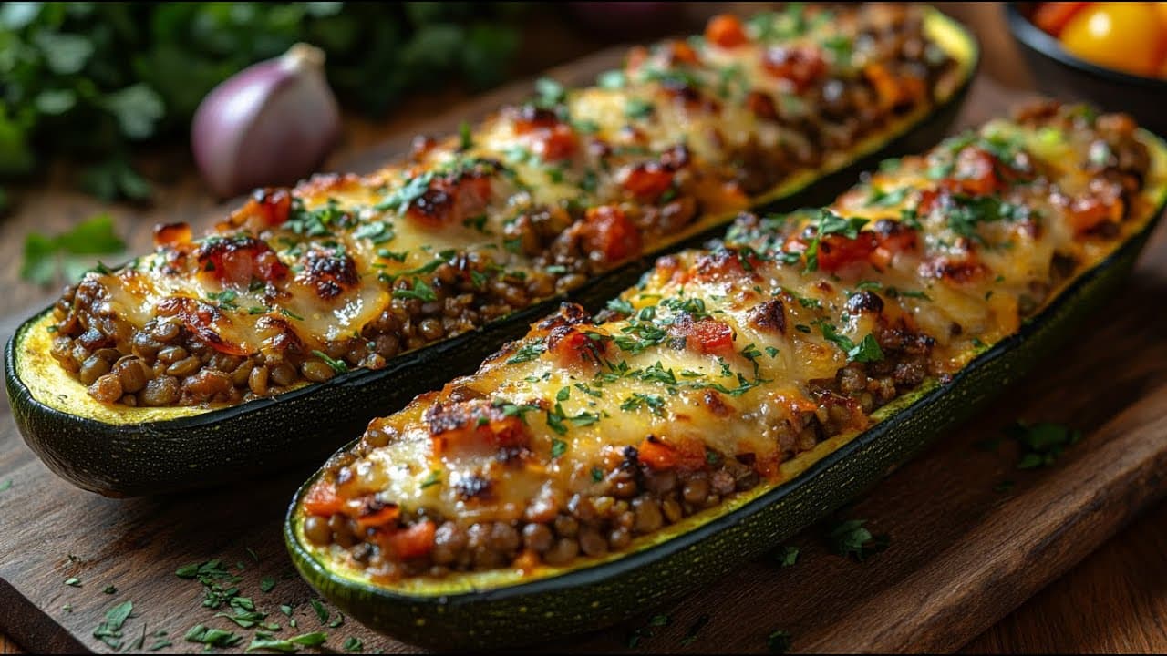 Vegan stuffed zucchini boats